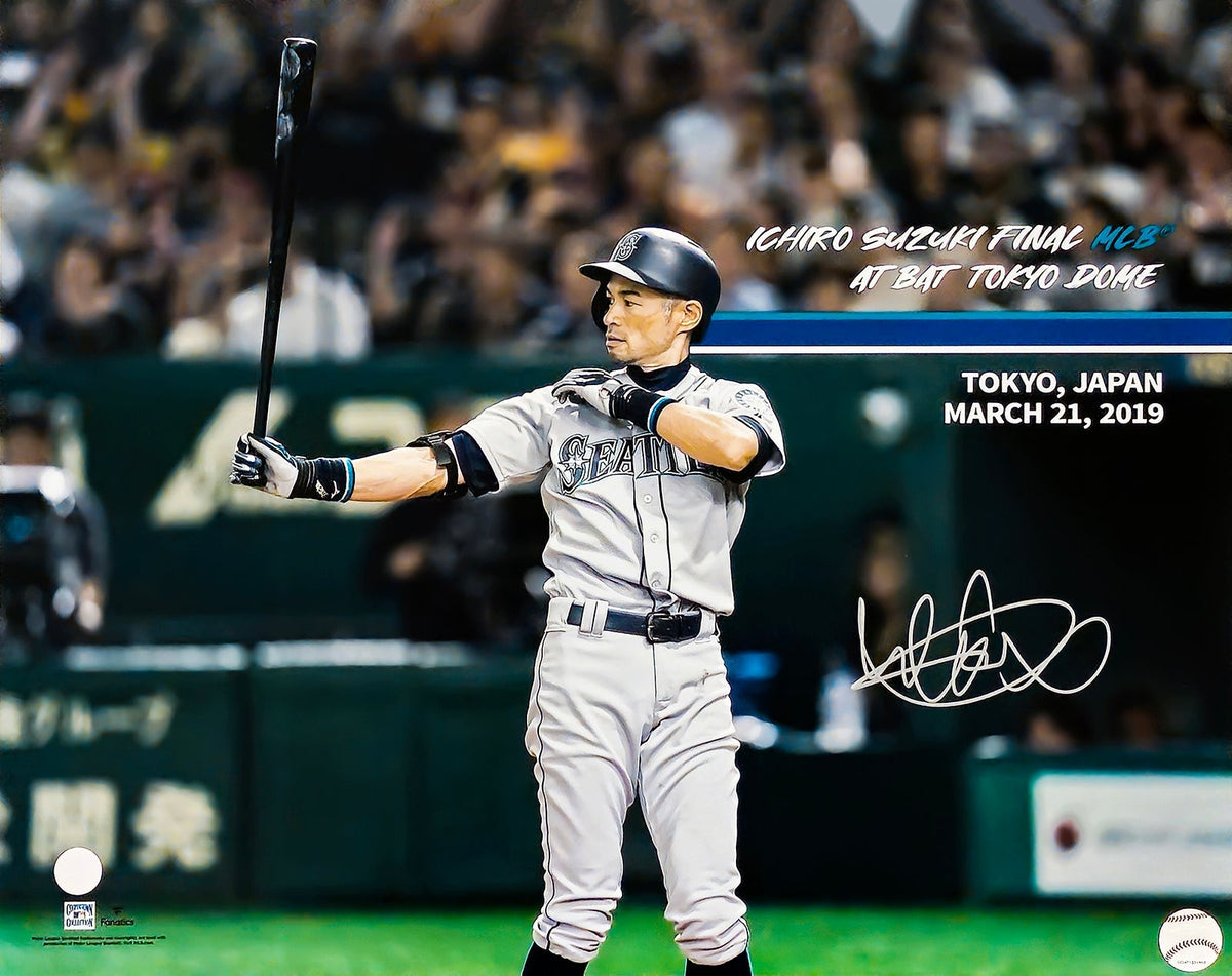 Ichiro Suzuki Autographed 16x20 Photo Seattle Mariners Final At Bat IS Holo Stock #212175
