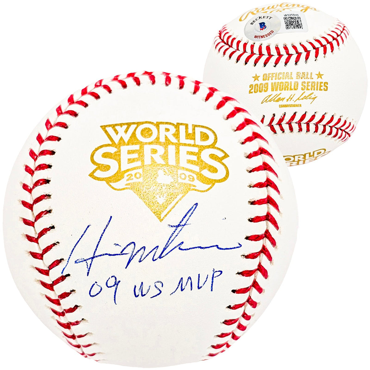 Hideki Matsui Autographed Official 2009 World Series Logo Baseball New York Yankees "09 WS MVP" Beckett BAS Witness Stock #212246