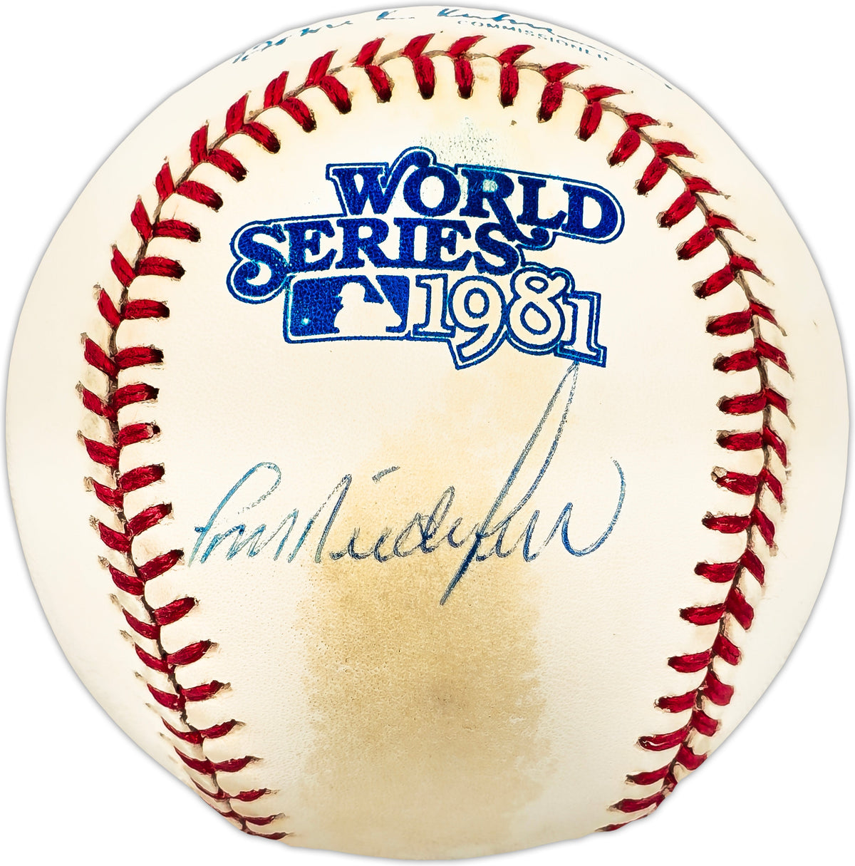 Tom Niedenfuer Autographed Official 1981 World Series Logo MLB Baseball Los Angeles Dodgers
