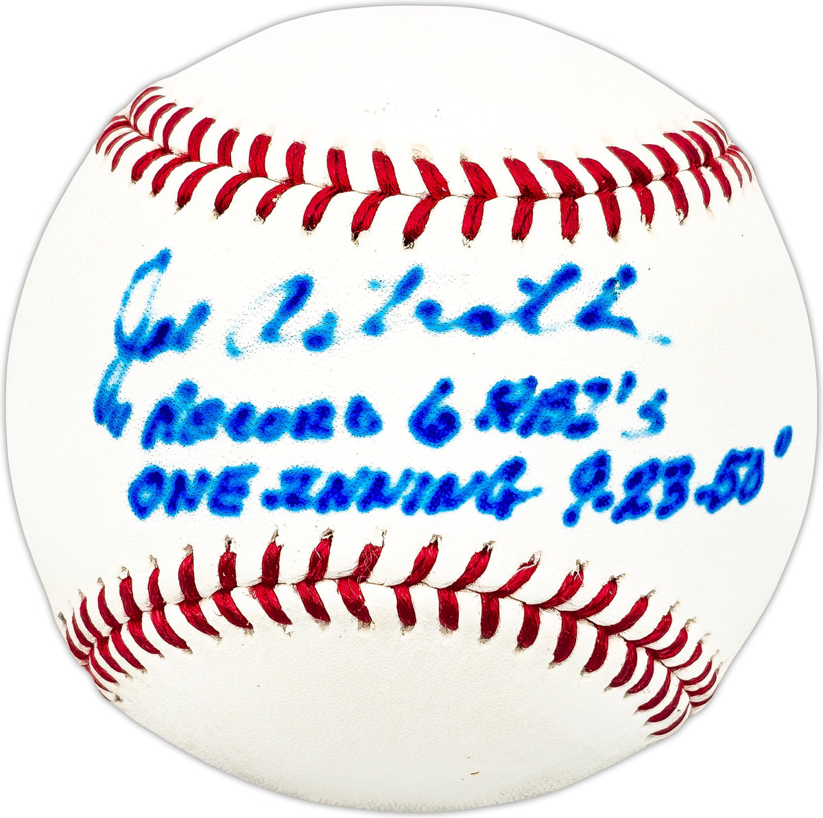 Joe Astroth Autographed Official League Baseball Phil. A's "Record 6 RBI's One Inning 9-23-50"
