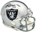 Davante Adams Autographed Las Vegas Raiders Silver Speed Mini Helmet Beckett BAS Witness