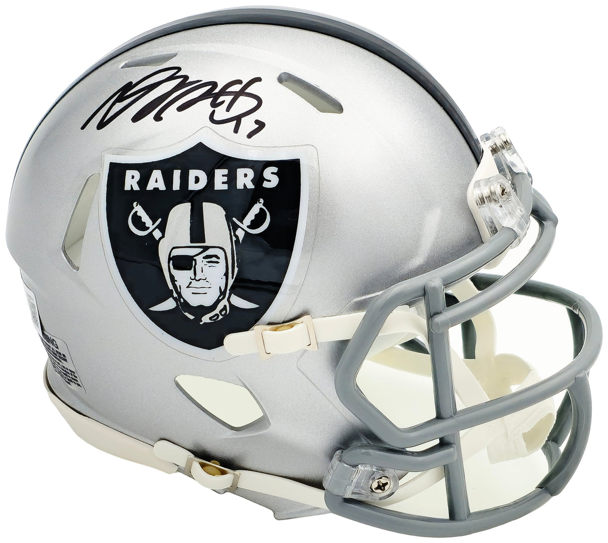 Davante Adams Autographed Las Vegas Raiders Silver Speed Mini Helmet Beckett BAS Witness