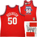 San Antonio Spurs David Robinson Autographed Red Authentic Mitchell & Ness 1991 All Star Game Swingman Jersey Size XL Beckett BAS Witness Stock #212087