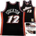 Utah Jazz John Stockton Autographed Black Authentic Mitchell & Ness 1998-99 Hardwood Classic Swingman Jersey Size L Beckett BAS Witness