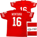 San Francisco 49ers Joe Montana Autographed Red Jersey Beckett BAS QR