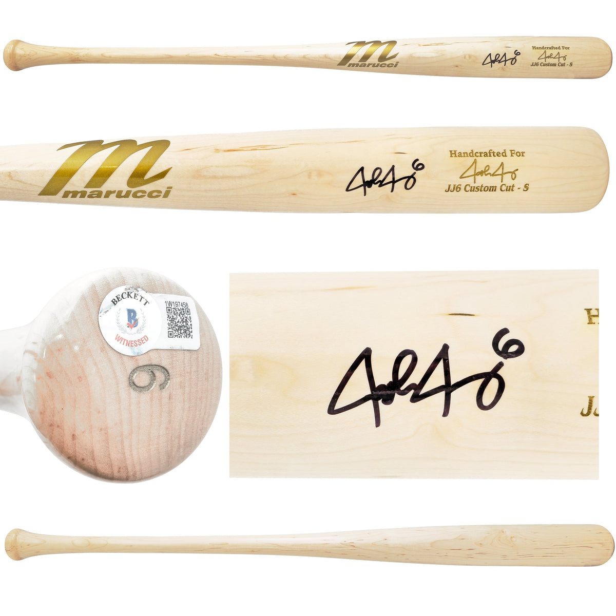 Josh Jung Autographed Blonde Marucci Player Model Baseball Bat Texas Rangers Beckett BAS Witness