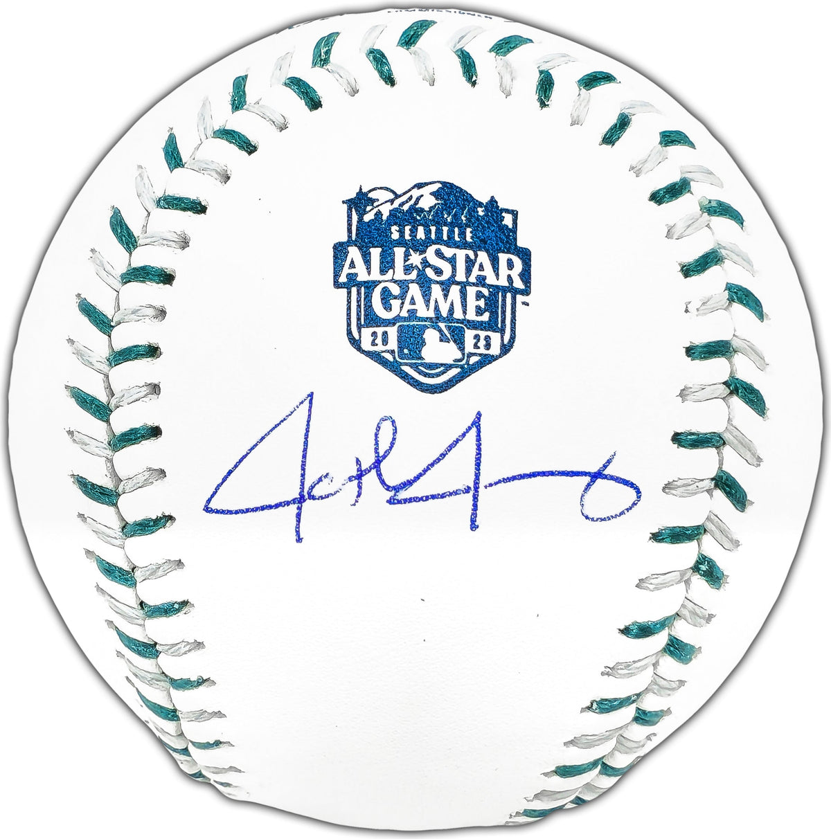 Josh Jung Autographed Official 2023 All Star Game Logo Game Baseball Texas Rangers Beckett BAS Witness