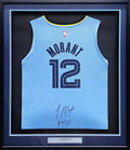 Memphis Grizzlies Ja Morant Autographed Framed Light Blue Fanatics Jersey "ROY 20" Beckett BAS QR Stock #212659
