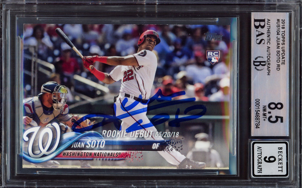 Juan Soto Autographed 2018 Topps Update Rookie Card #US104 Washington Nationals BGS 8.5 Auto Grade Mint 9 Beckett BAS #15468784
