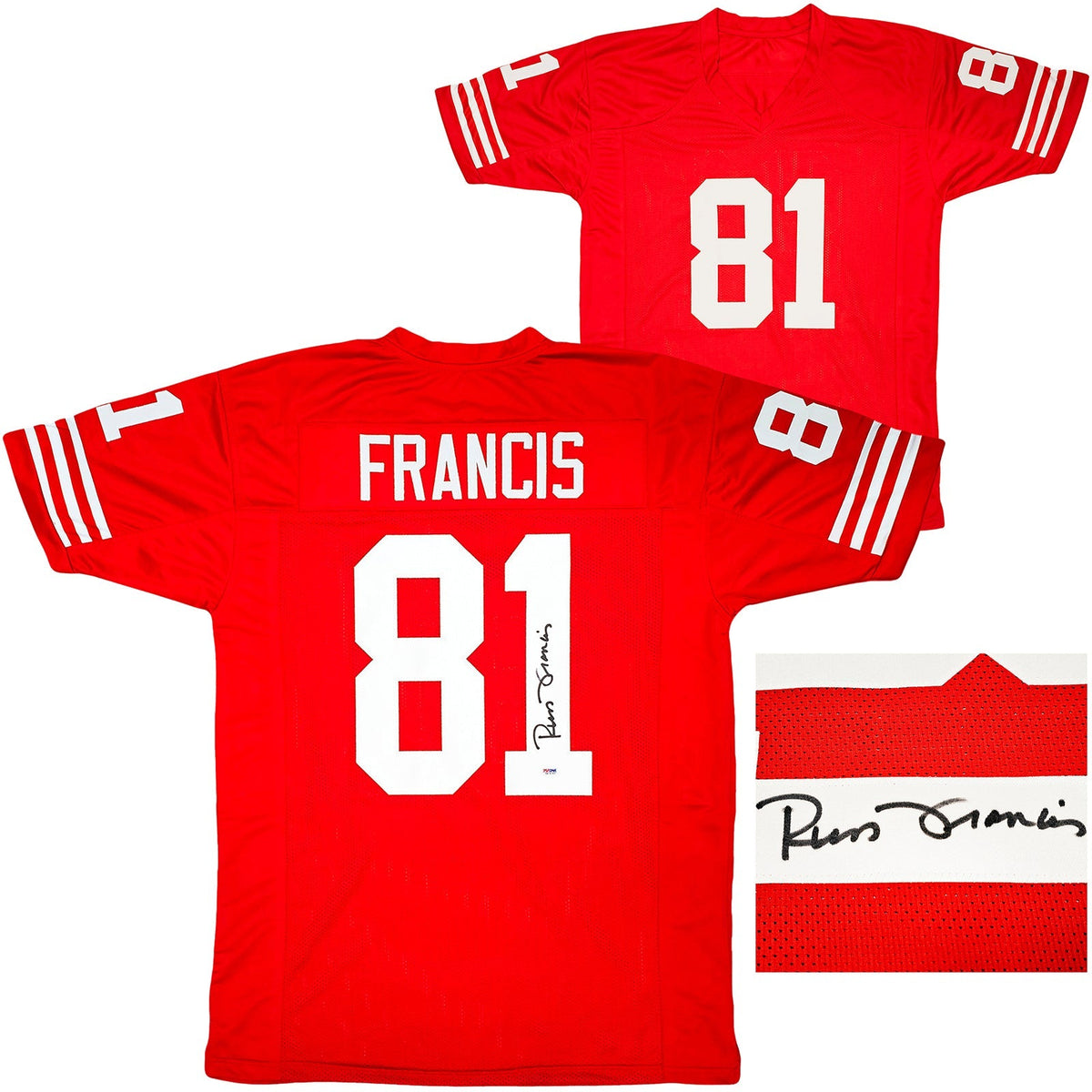 San Francisco 49ers Russ Francis Autographed Red Jersey PSA/DNA Stock #212447