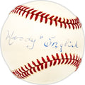 Woody English Autographed Official NL Baseball Chicago Cubs Beckett BAS QR #BM25047