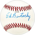 Ed Moe Burtschy Autographed Official League Baseball Philadelphia A's Beckett BAS QR #BM25050