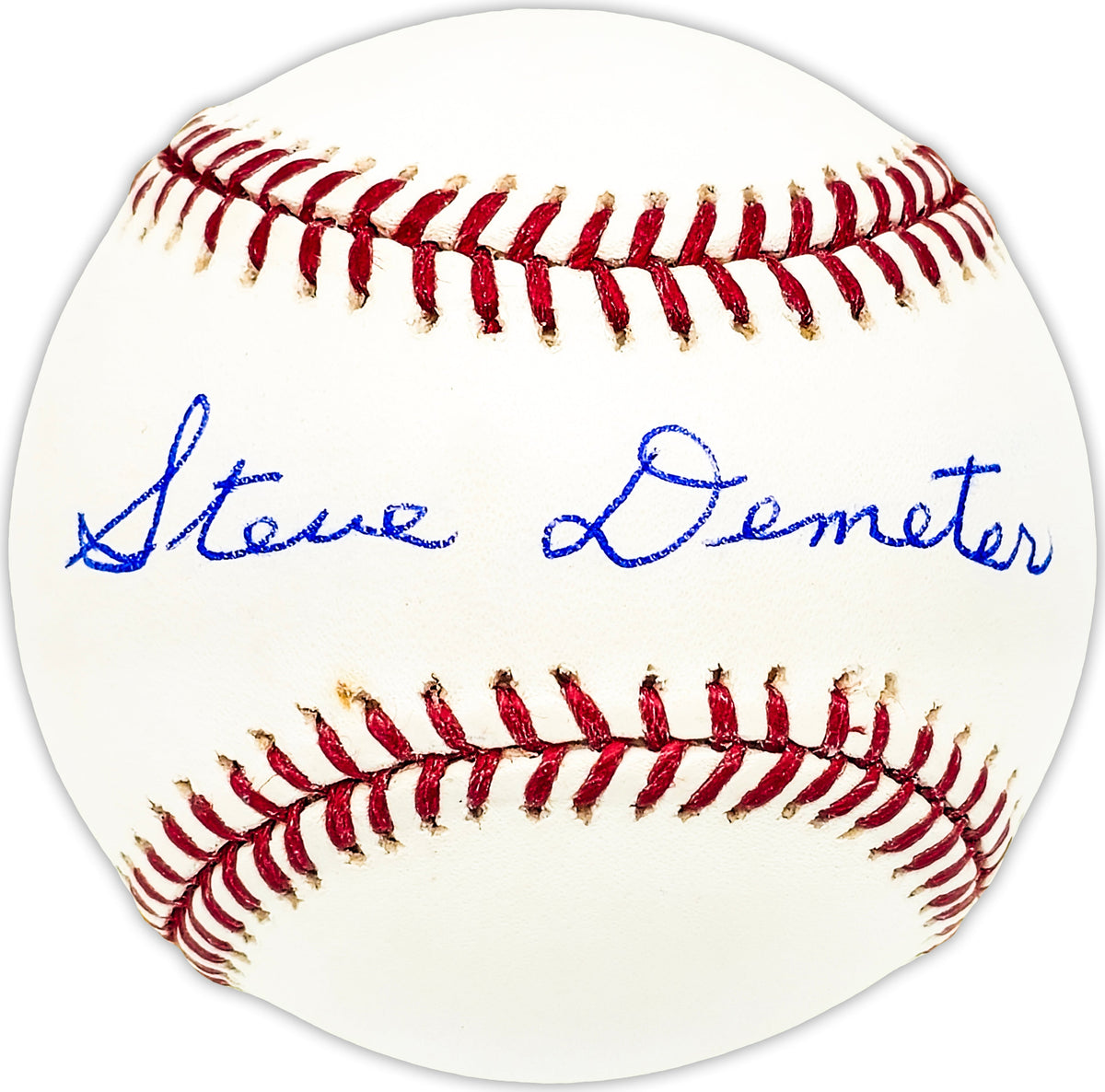 Steve Demeter Autographed Official MLB Baseball Detroit Tigers, Cleveland Indians Beckett BAS QR #BM25175
