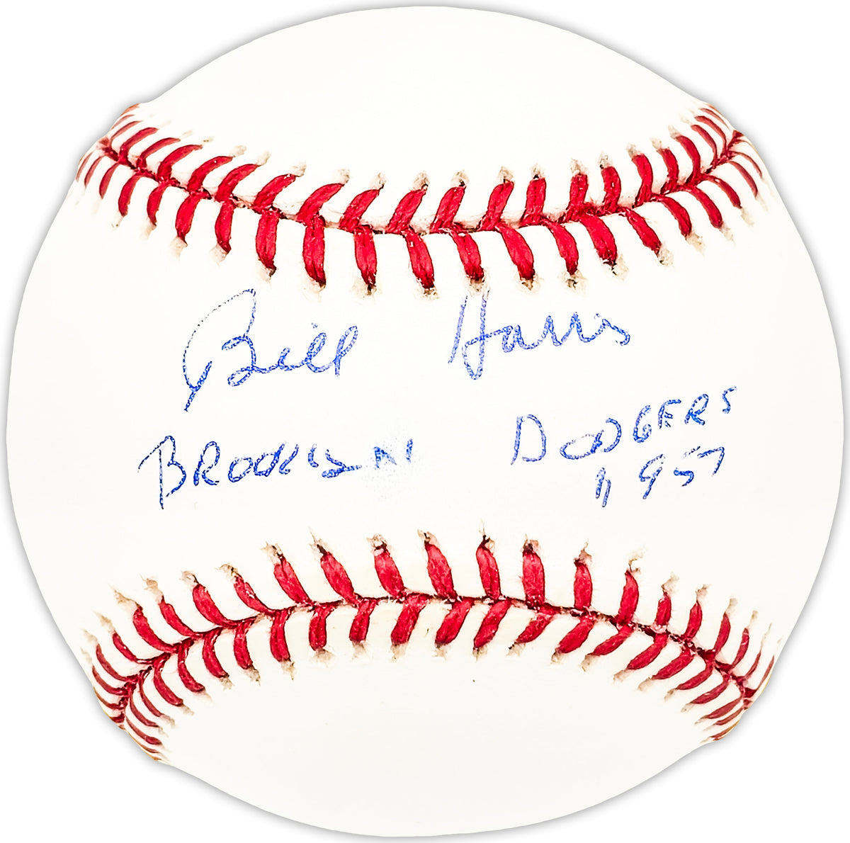 Bill Harris Autographed Official NL Baseball Brooklyn Dodgers "1957" Beckett BAS QR #BM25800
