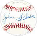 John Johnny Schaive Autographed Official Spalding Baseball Washington Senators Beckett BAS QR #BM25394