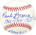 Paul Brown Autographed Official MLB Baseball Philadelphia Phillies "1961-62-63-68 Phillies"