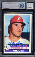 Pete Rose Autographed 1979 Topps Burger King Card #13 Philadelphia Phillies Auto Grade Gem Mint 10 Beckett BAS #15497472
