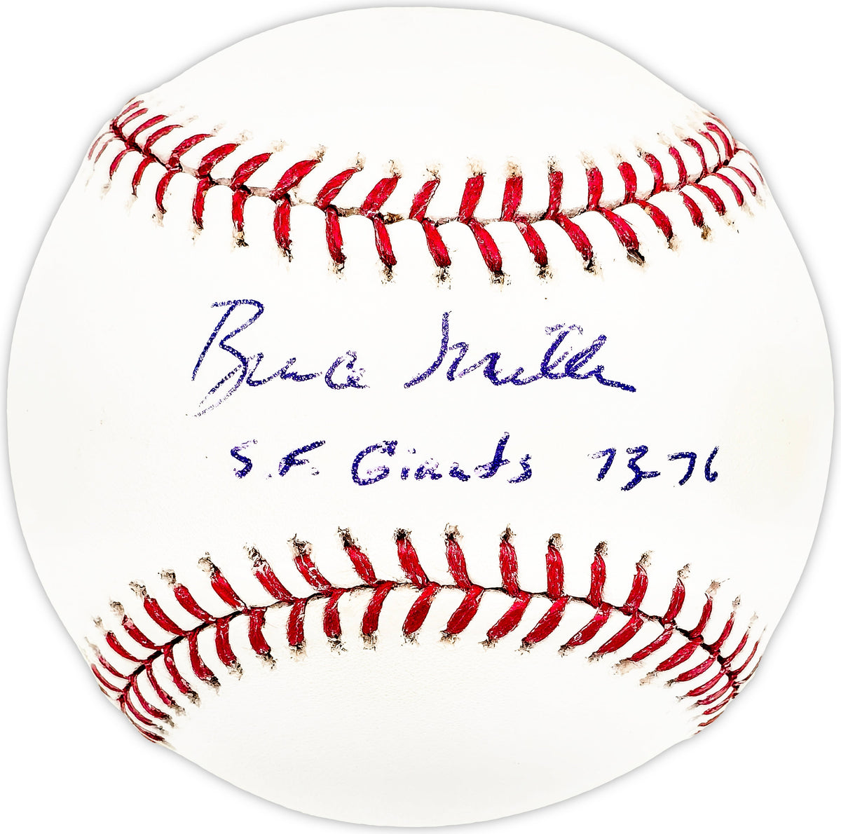 Bruce Miller Autographed Official MLB Baseball San Francisco Giants "SF Giants 73-76"