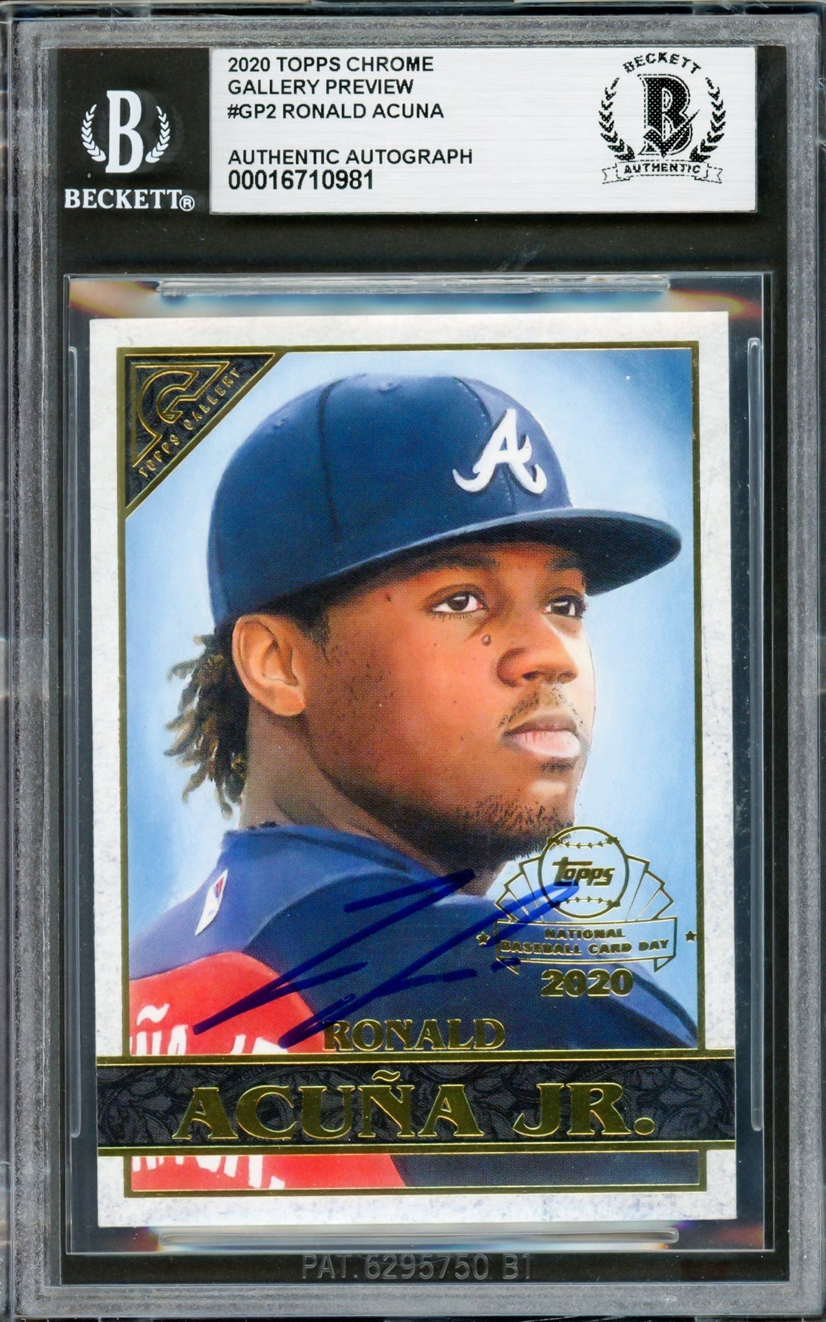 Ronald Acuna Jr. Autographed 2020 Topps Gallery National BB Card Day Card #GP-2 Atlanta Braves Beckett BAS #16710981