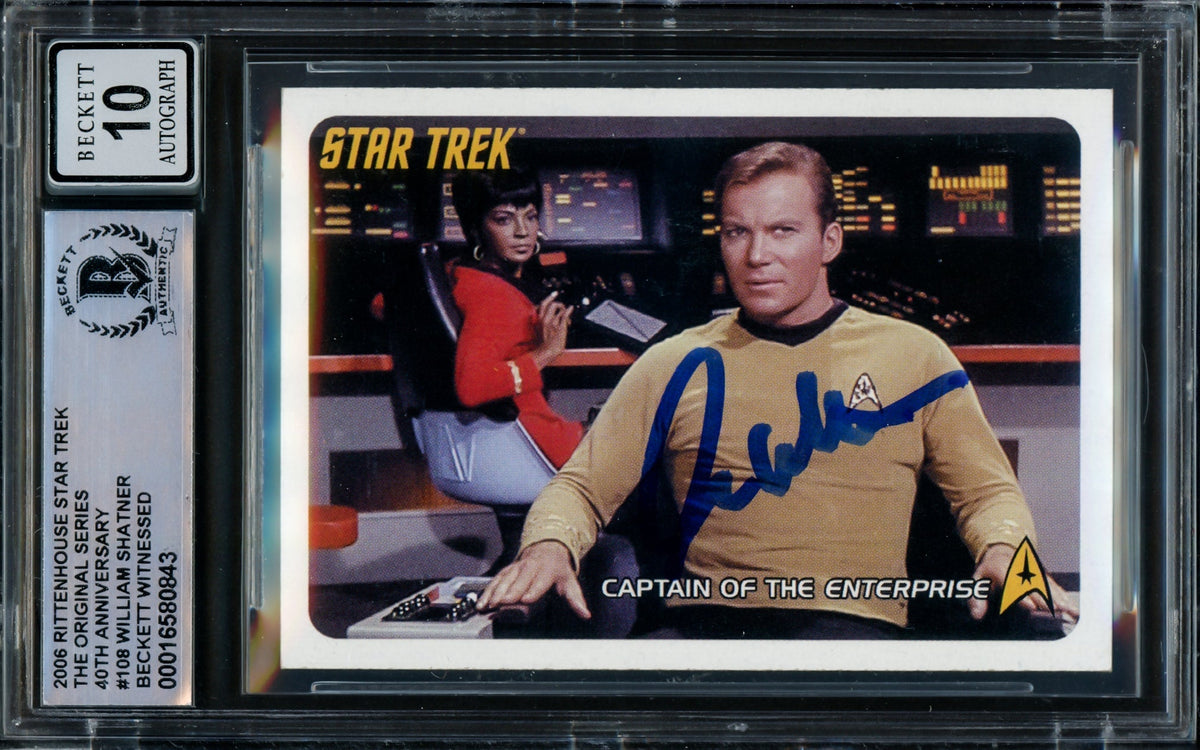 William Shatner Autographed 2006 Rittenhouse Card #108 Star Trek Captain Kirk Auto Grade Gem Mint 10 The Original Series 40th Anniversary Beckett BAS #16580843