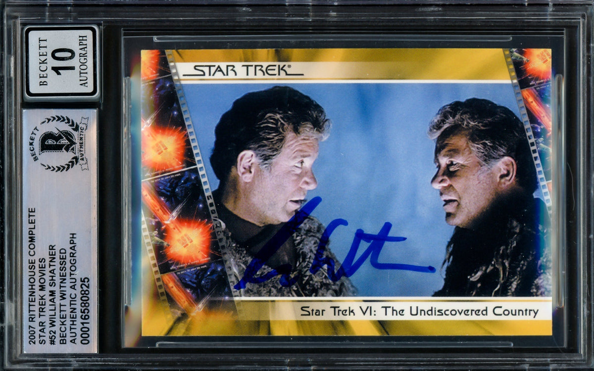William Shatner Autographed 2007 Rittenhouse Card #52 Star Trek Captain Kirk Auto Grade Gem Mint 10 Complete Movies Beckett BAS #16580825