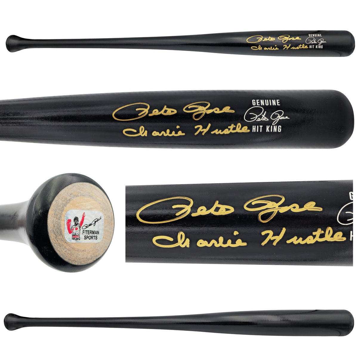 Pete Rose Autographed Black Custom Hit King Baseball Bat Cincinnati Reds "Charlie Hustle" (Residue on Bat) PR Holo
