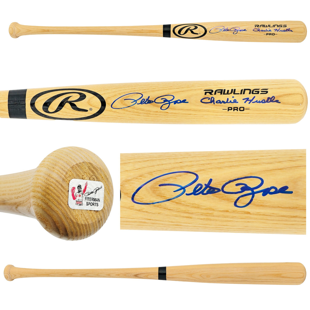 Pete Rose Autographed Blonde Rawlings Pro Baseball Bat Cincinnati Reds "Charlie Hustle" PR Holo