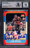 Clyde Drexler Autographed 1986-87 Fleer Rookie Card #26 Portland Trail Blazers Auto Grade Gem Mint 10 "The Glide" Beckett BAS #15531279