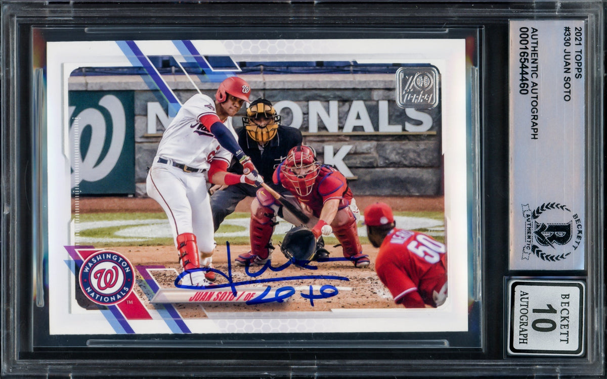 Juan Soto Autographed 2021 Topps Card #330 New York Yankees Auto Grade Gem Mint 10 Beckett BAS