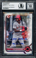 Elly De La Cruz Autographed 2022 Bowman Prospects Rookie Card #BP50 Cincinnati Reds Auto Grade Gem Mint 10 Full Name Beckett BAS