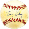 Tom Robson Autographed Official NL Baseball Texas Rangers Beckett BAS QR #BM17836
