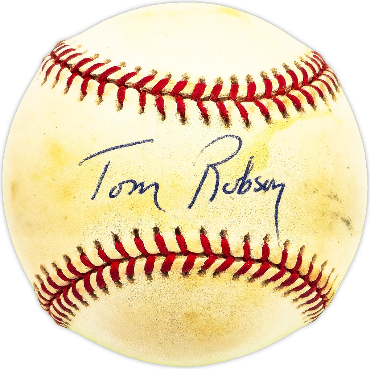 Tom Robson Autographed Official NL Baseball Texas Rangers Beckett BAS QR #BM17836