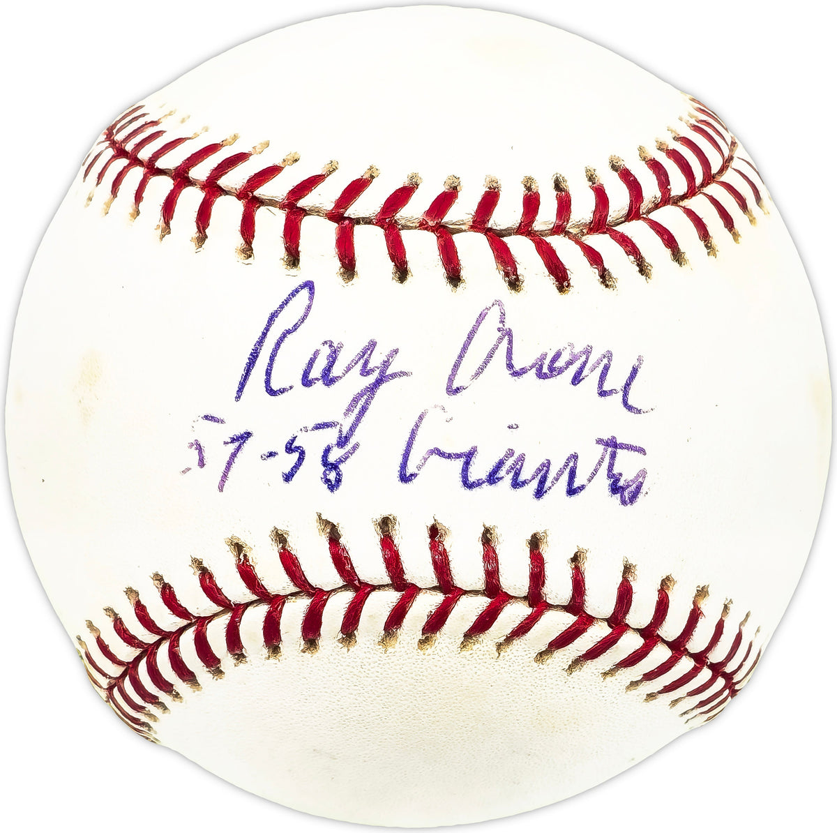 Ray Crone Autographed Official MLB Baseball San Francisco Giants "57-58 Giants"