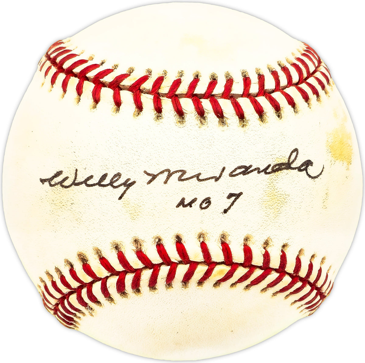 Willy Miranda Autographed Official AL Baseball Baltimore Orioles, New York Yankees "No 7"