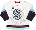 Seattle Kraken Inaugural Season Team Signed Autographed White Adidas Jersey Size 54 With 24 Signatures Including Jordan Eberle, Jared McCann & Yanni Gourde #/50 Fanatics Holo Stock #215412