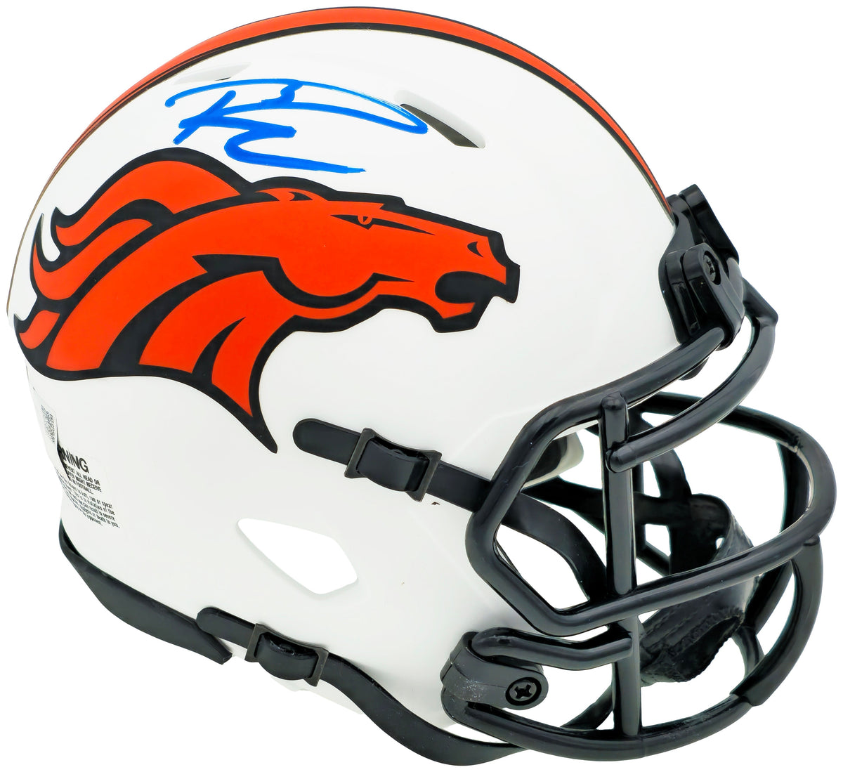 Russell Wilson Autographed Denver Broncos Lunar Eclipse White Speed Mini Helmet Fanatics Holo