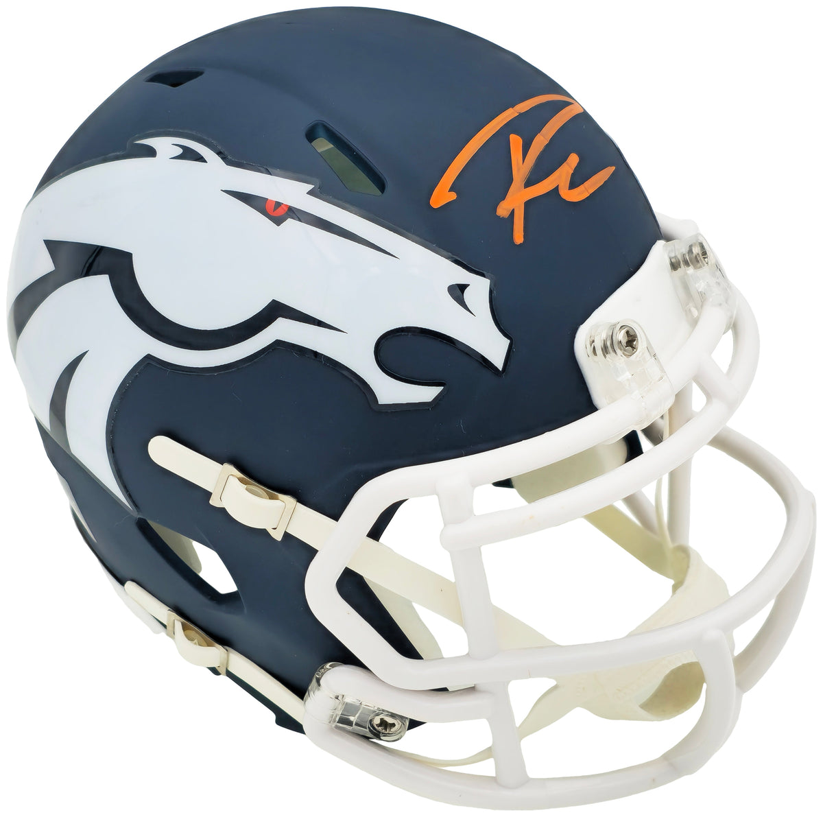 Russell Wilson Autographed Denver Broncos AMP Blue Speed Mini Helmet Fanatics Holo
