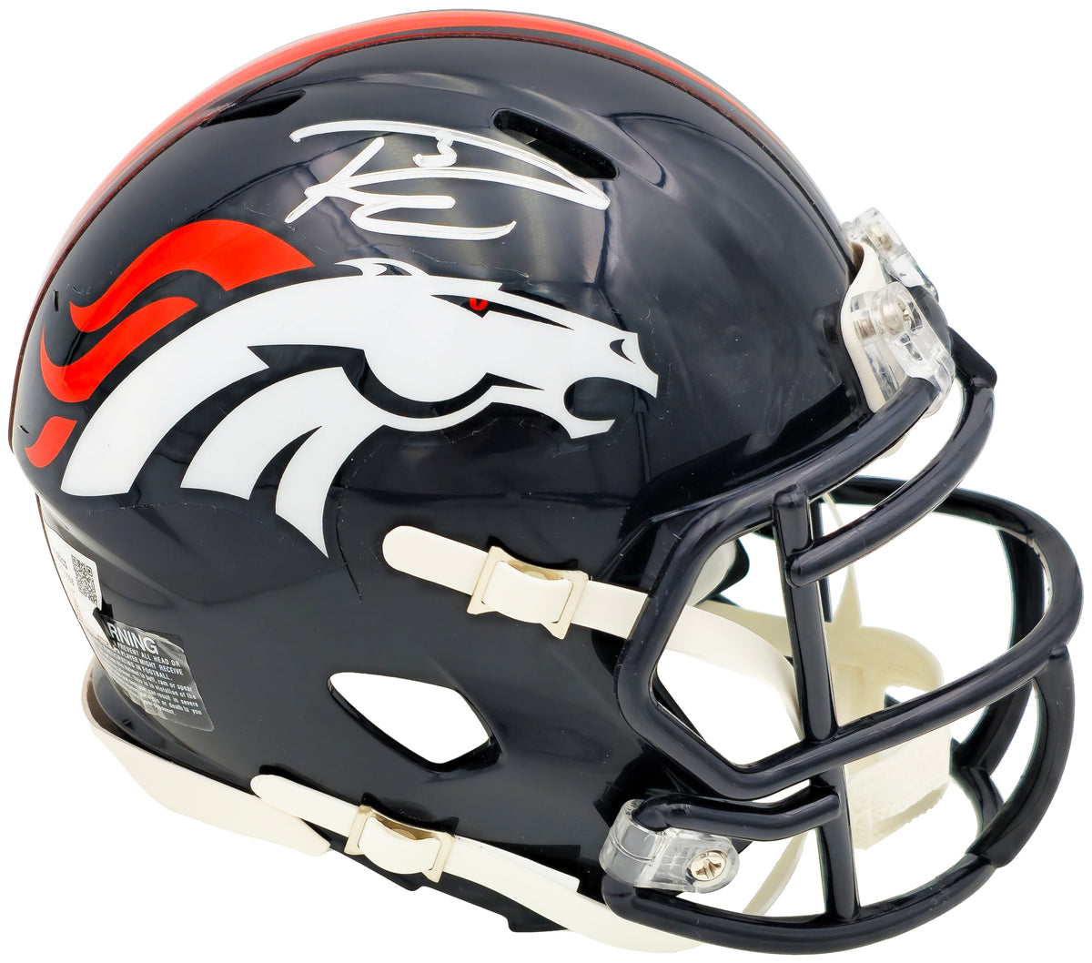 Russell Wilson Autographed Denver Broncos Blue Speed Mini Helmet Fanatics Holo