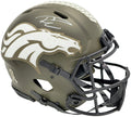 Russell Wilson Autographed Denver Broncos Camo Green Salute to Service Full Size Authentic Speed Helmet Fanatics Holo