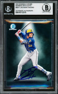 Jackson Chourio Autographed 2023 Bowman Chrome Spotlights Rookie Card #BS11 Milwaukee Brewers Beckett BAS
