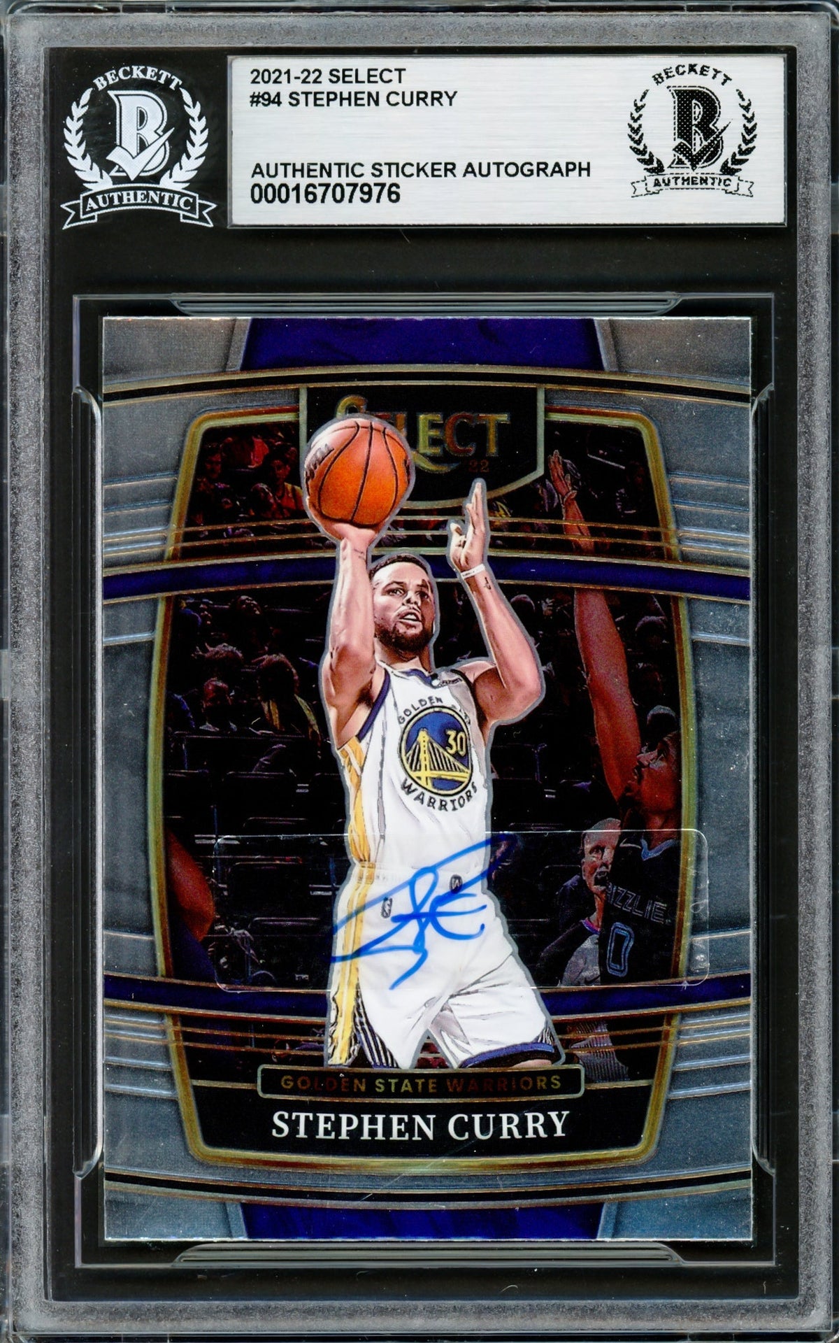 Stephen Curry Autographed 2021-22 Select Card #94 Golden State Warriors Beckett BAS