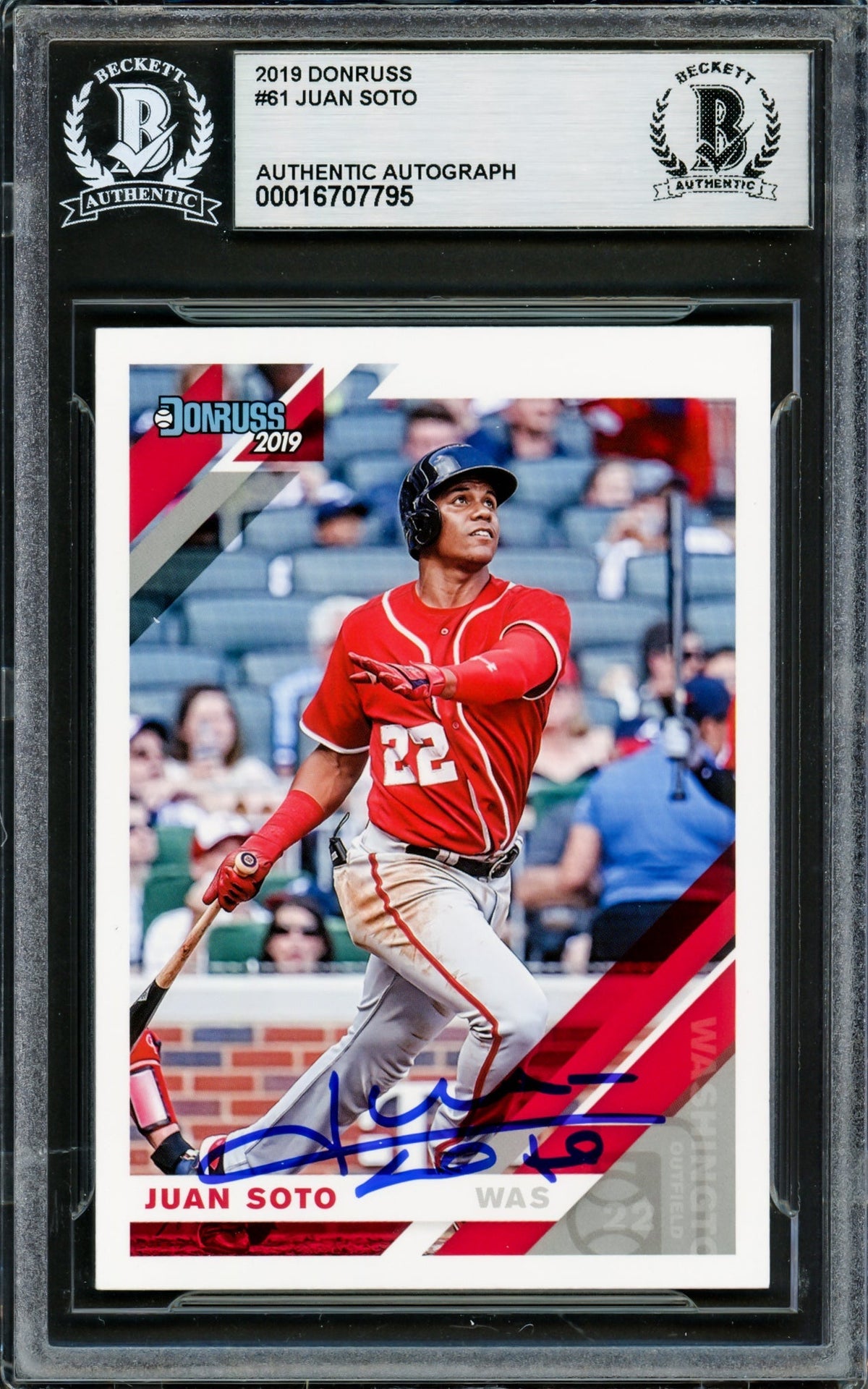 Juan Soto Autographed 2019 Donruss Card #61 New York Yankees Beckett BAS