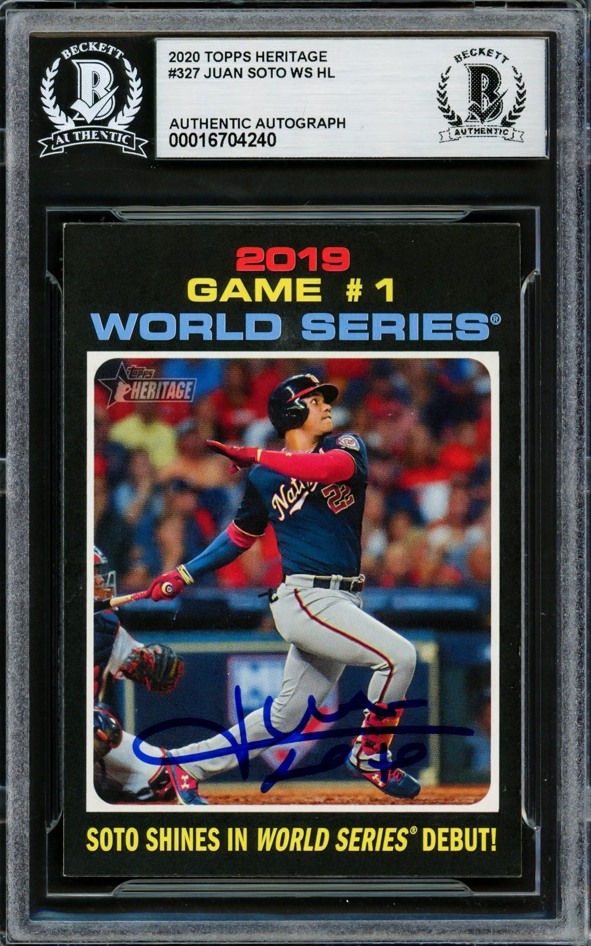 Juan Soto Autographed 2020 Topps Heritage Card #327 New York Yankees Beckett BAS