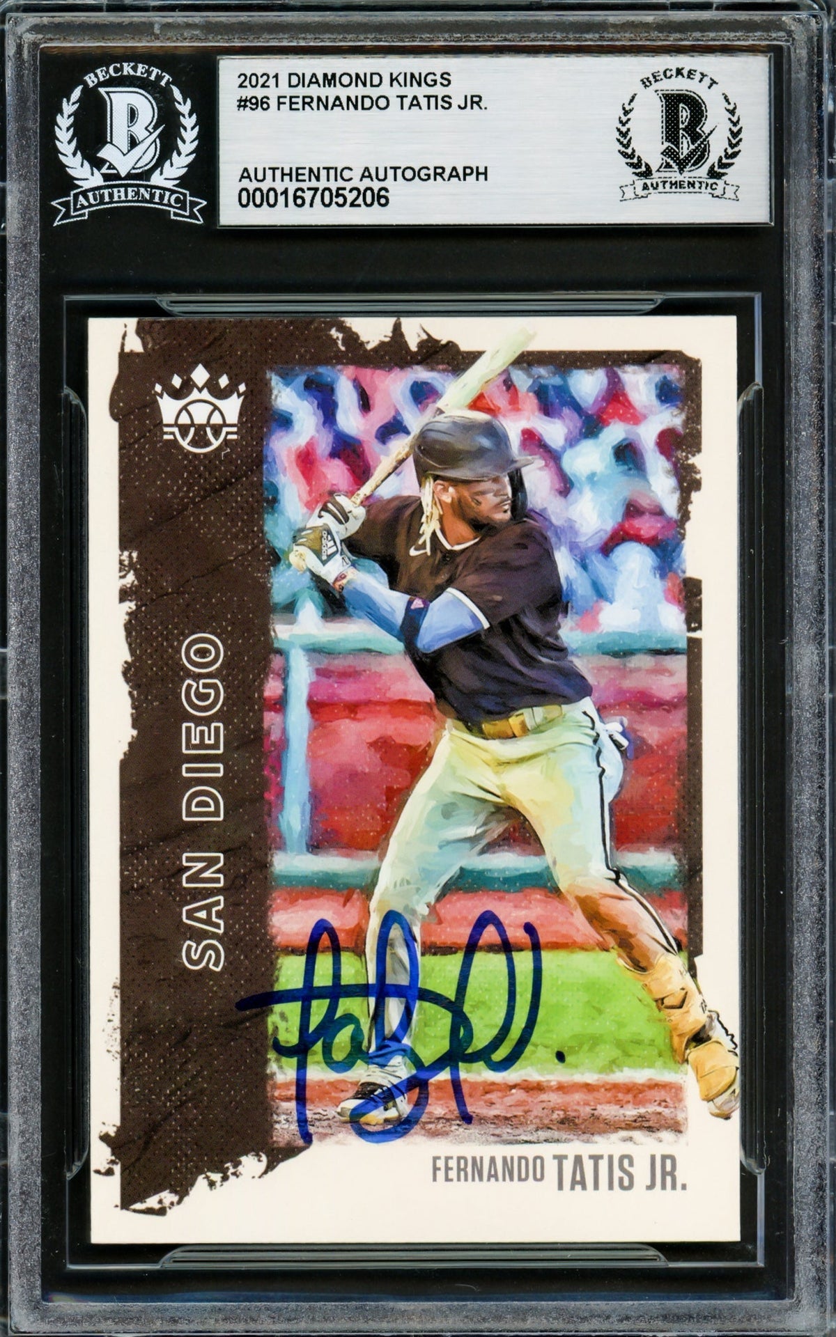 Fernando Tatis Jr. Autographed 2021 Diamond Kings Card #96 San Diego Padres Beckett BAS