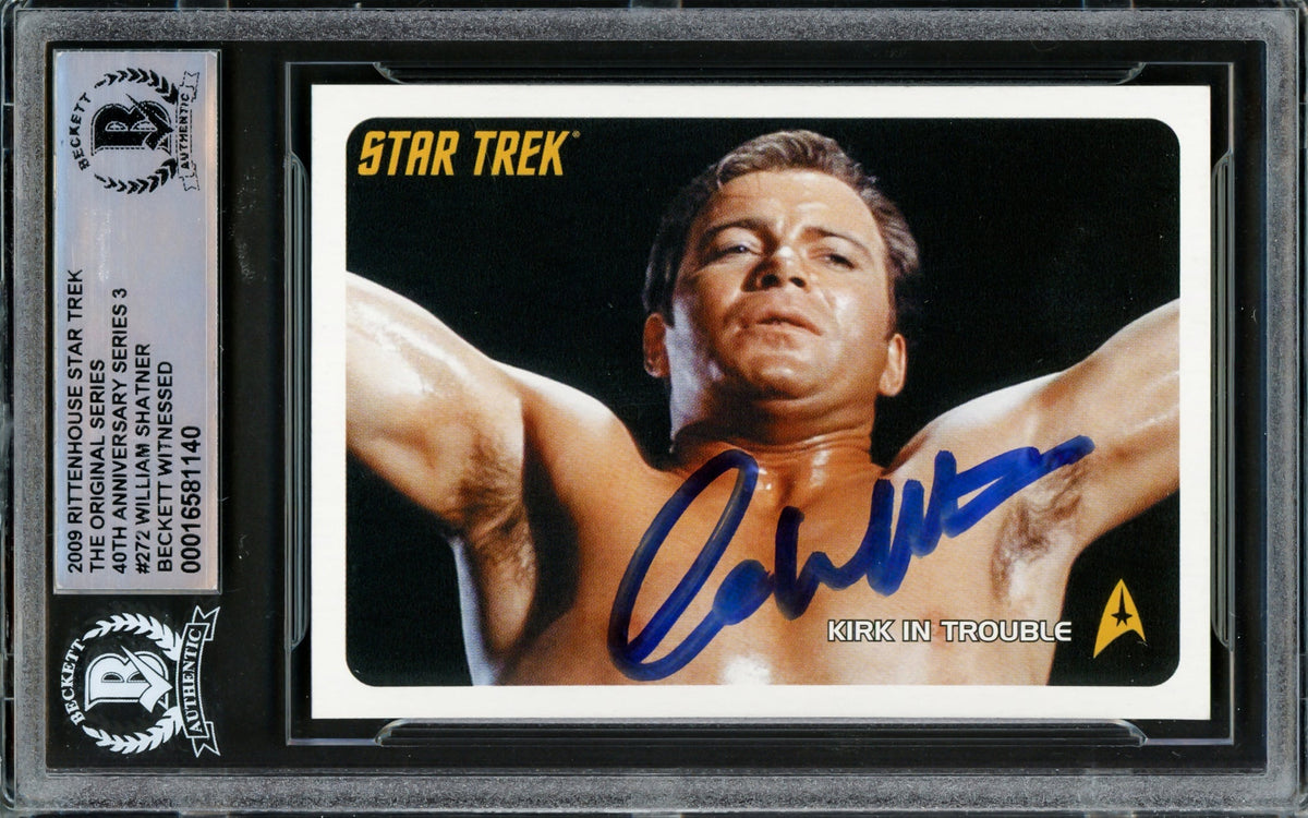 William Shatner Autographed 2009 Rittenhouse Star Trek 40th Anniversary Card #272 The Original Series Captain Kirk Beckett BAS