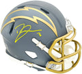 Derwin James Jr. Autographed Los Angeles Chargers Slate Gray Speed Mini Helmet Beckett BAS Witness