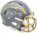 Derwin James Jr. Autographed Los Angeles Chargers Slate Gray Speed Mini Helmet Beckett BAS Witness