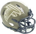 Kyle Pitts Autographed Atlanta Falcons Army Green Salute to Service Speed Mini Helmet Beckett BAS Witness