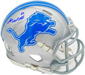 Sam LaPorta Autographed Detroit Lions Silver Speed Mini Helmet Beckett BAS Witness