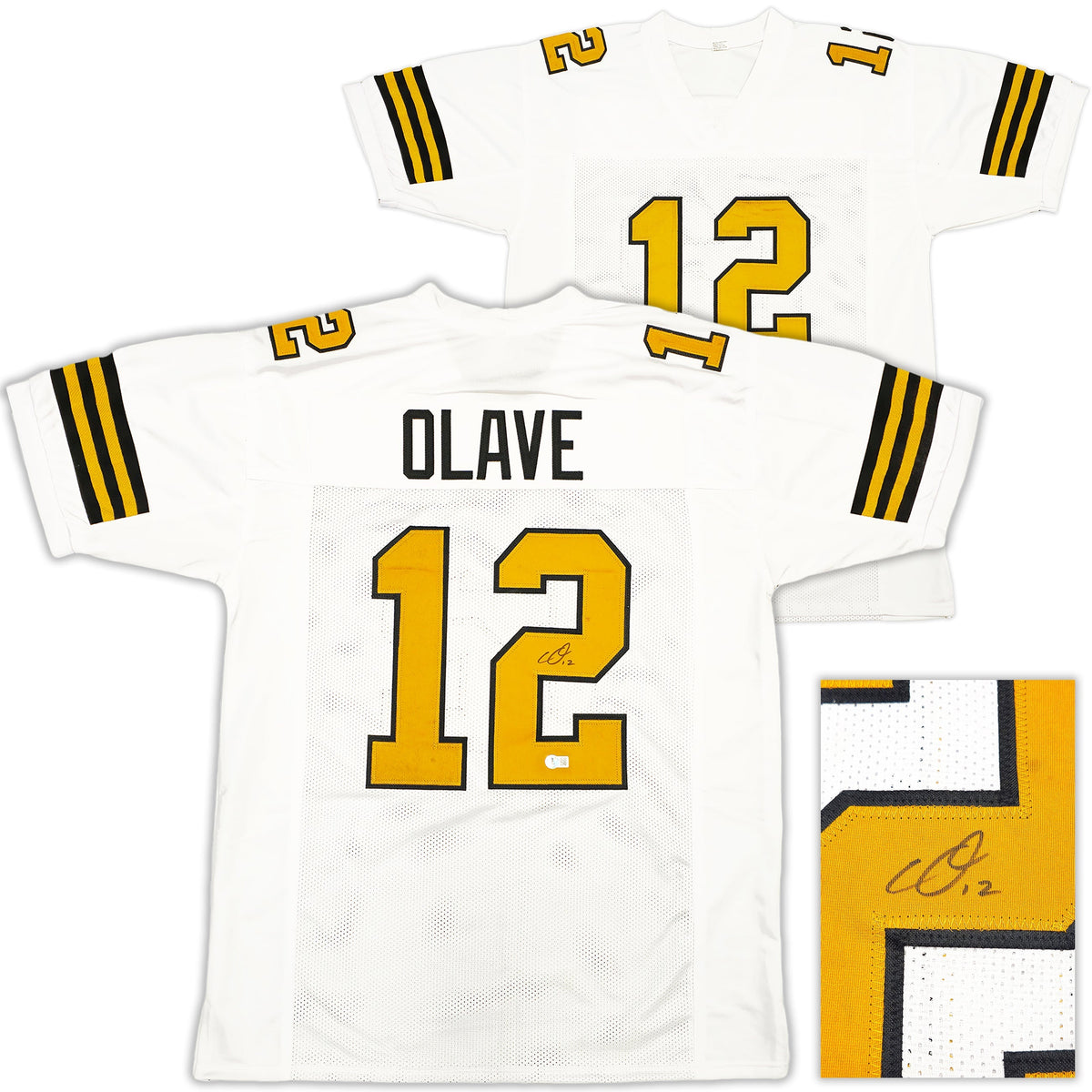 New Orleans Saints Chris Olave Autographed White Color Rush Jersey Beckett BAS Witness